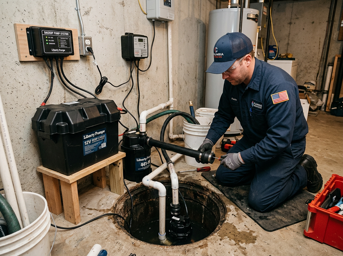 Battery Backup Sump Pump Installation in Columbia